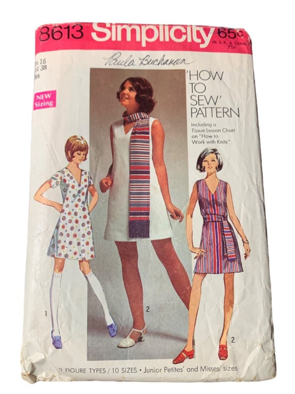 Simplicity 8613 How-To-Sew Pattern Misses Dress Sash Scarf Size 16